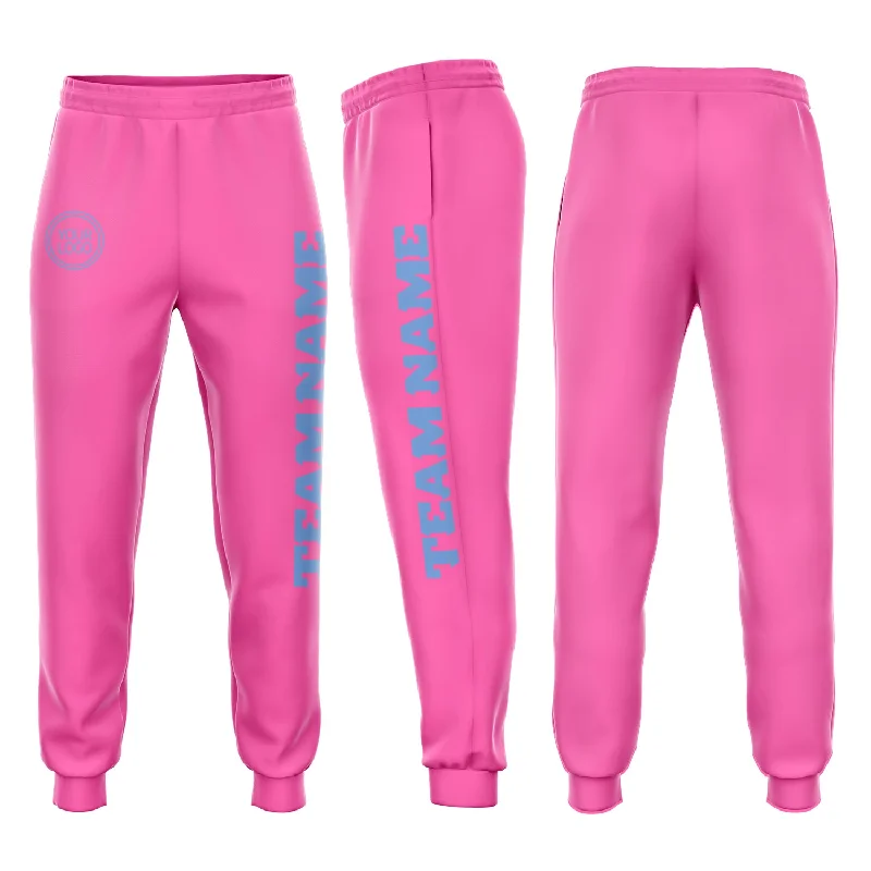 One Size Pink Light Blue Fleece Jogger Sweatpants