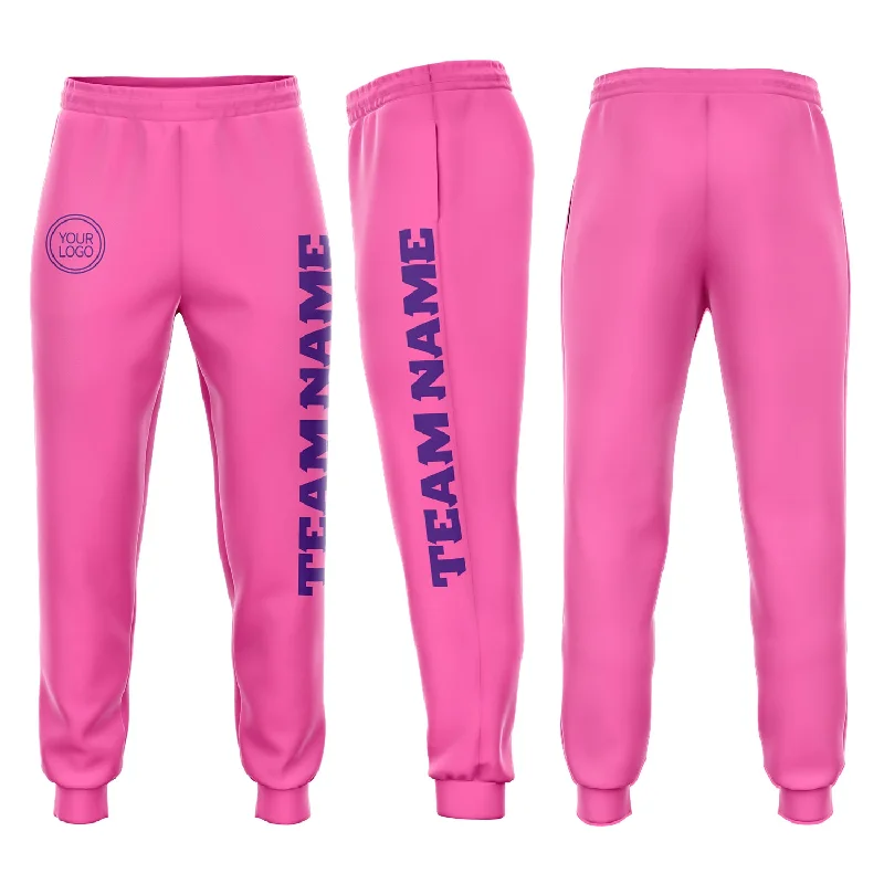 One Size Pink Purple Fleece Jogger Sweatpants