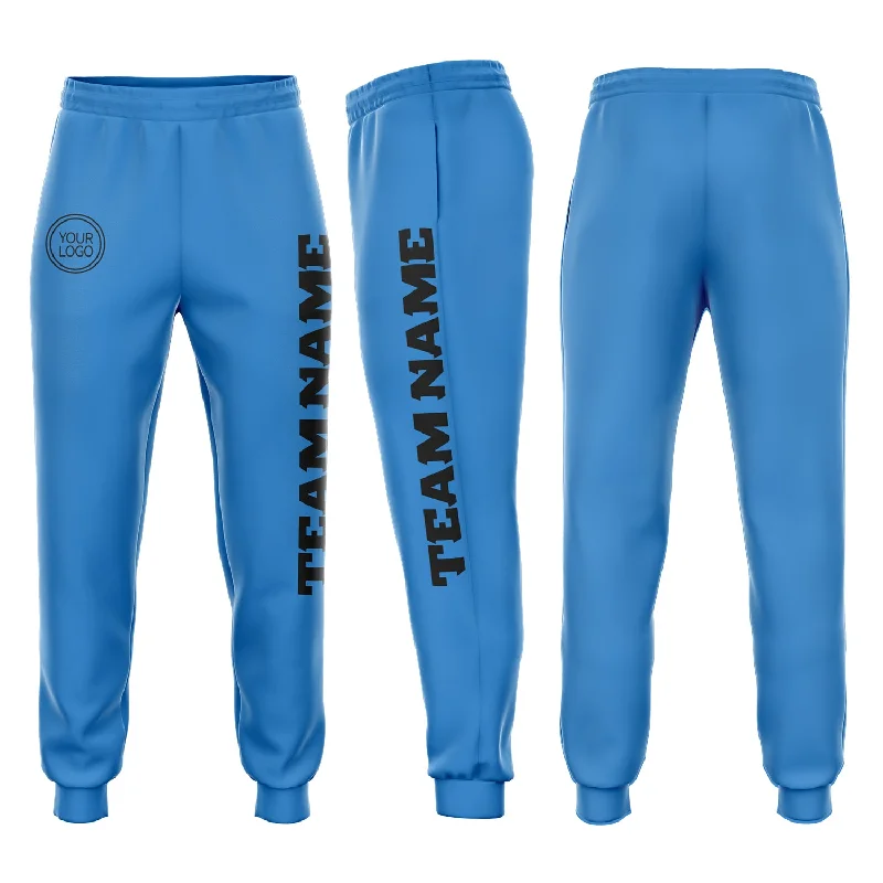 One Size Powder Blue Black Fleece Jogger Sweatpants