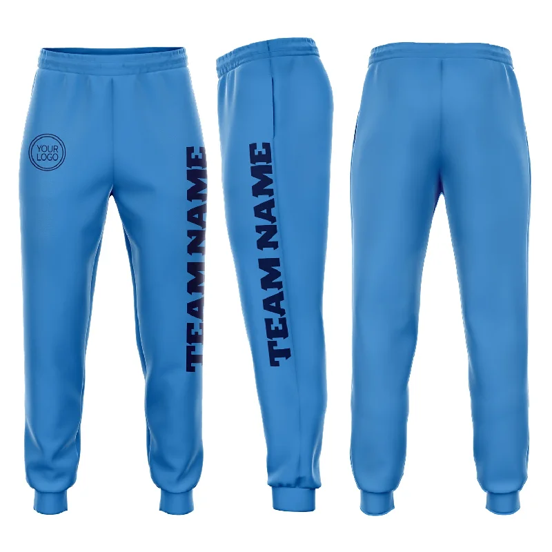 One Size Powder Blue Navy Fleece Jogger Sweatpants