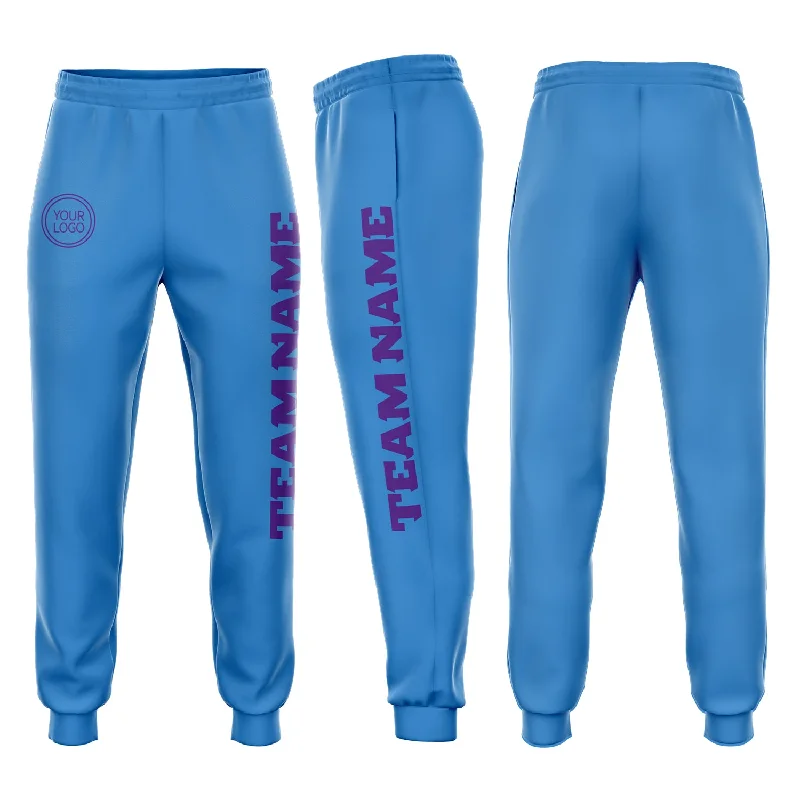 One Size Powder Blue Purple Fleece Jogger Sweatpants