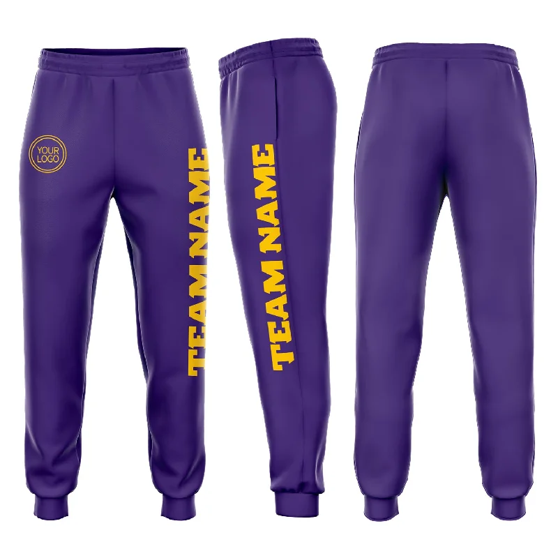 One Size Purple Gold Fleece Jogger Sweatpants