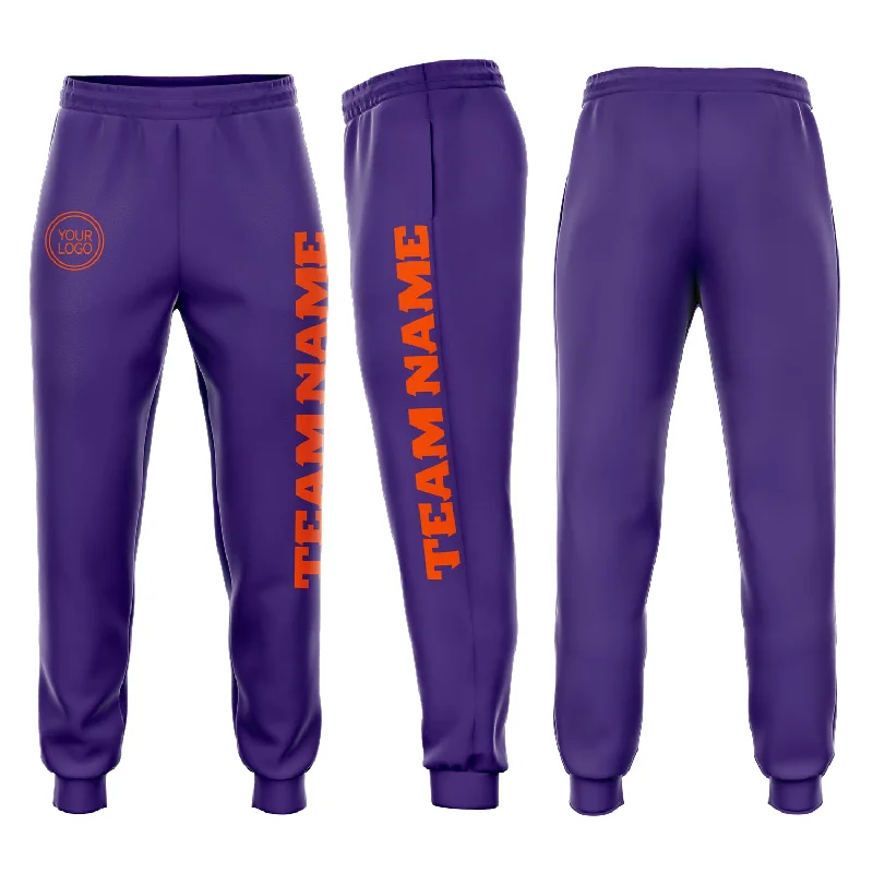 One Size Purple Orange Fleece Jogger Sweatpants