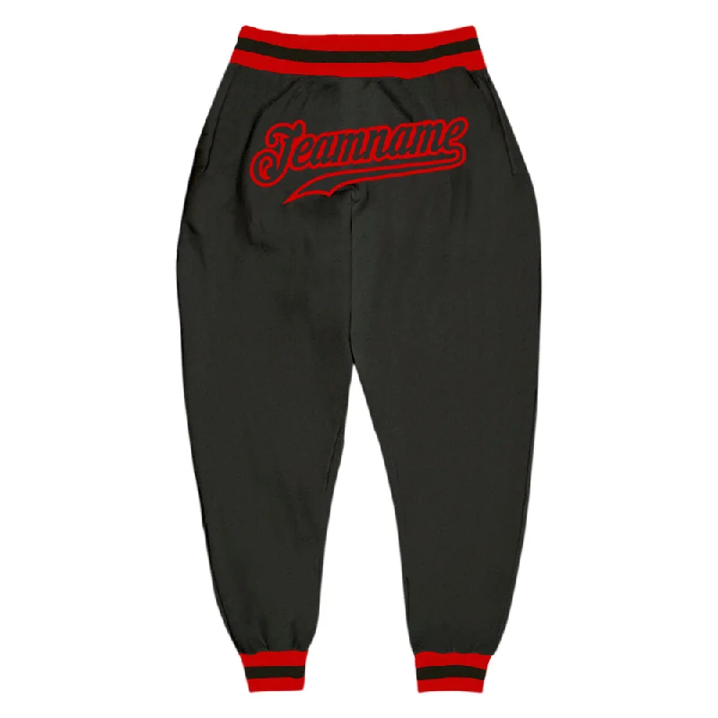 One Size Black Black-Red Sports Pants