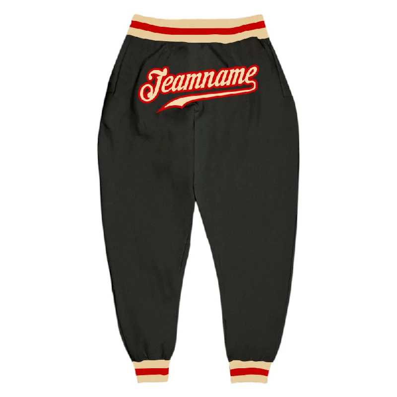 One Size Black Cream-Red Sports Pants