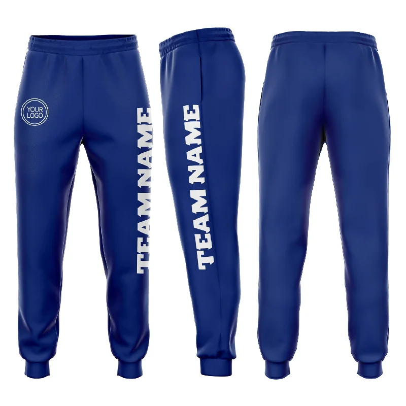 One Size Royal White Fleece Jogger Sweatpants