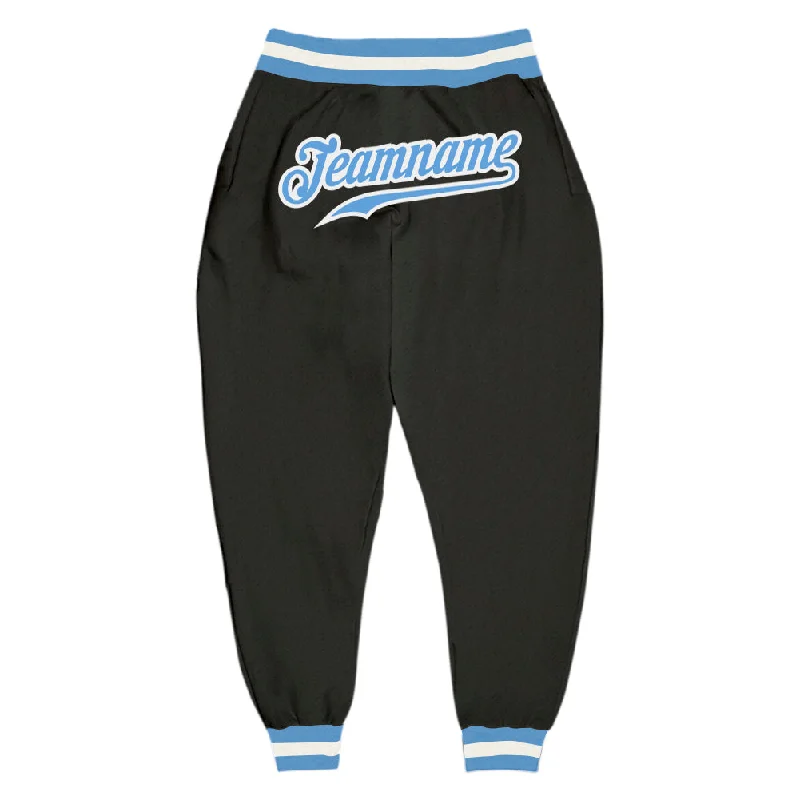 One Size Black Light Blue-White Sports Pants