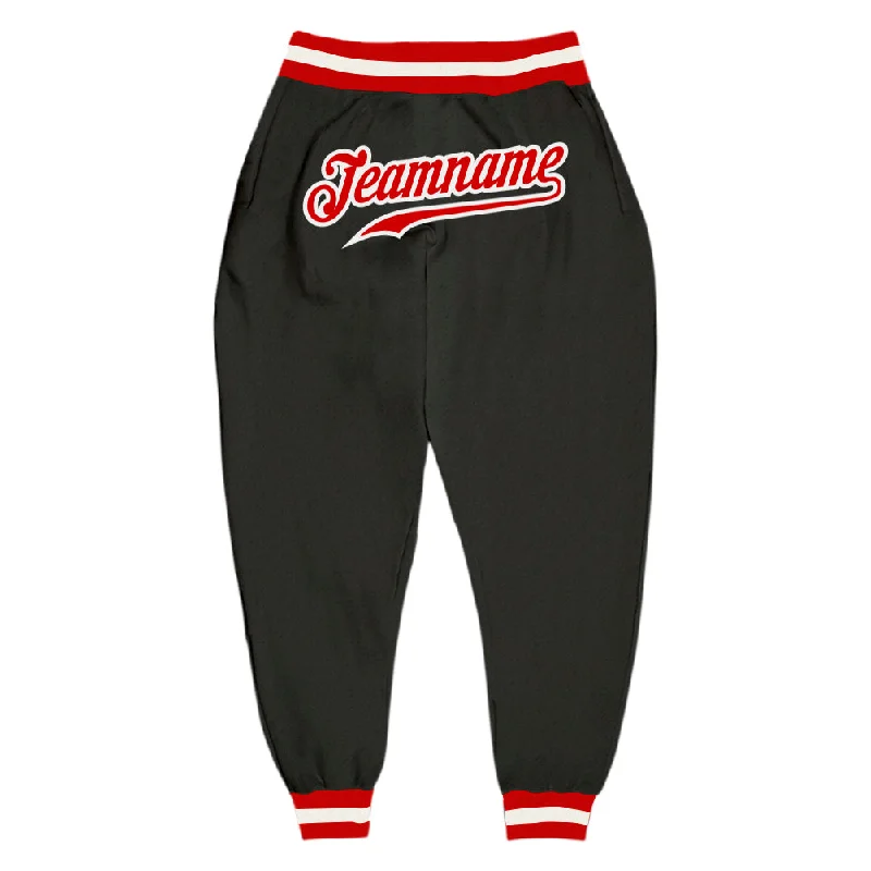 One Size Black Red-White Sports Pants