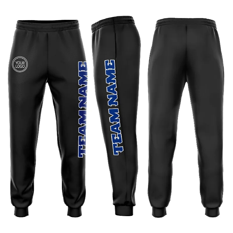 One Size Black Royal-White Fleece Jogger Sweatpants