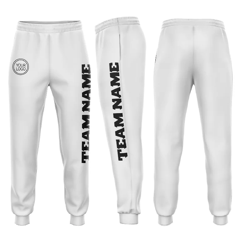 One Size White Black Fleece Jogger Sweatpants