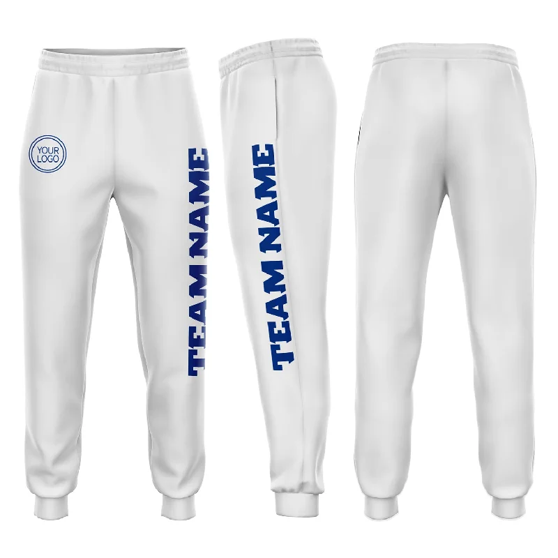 One Size White Royal Fleece Jogger Sweatpants