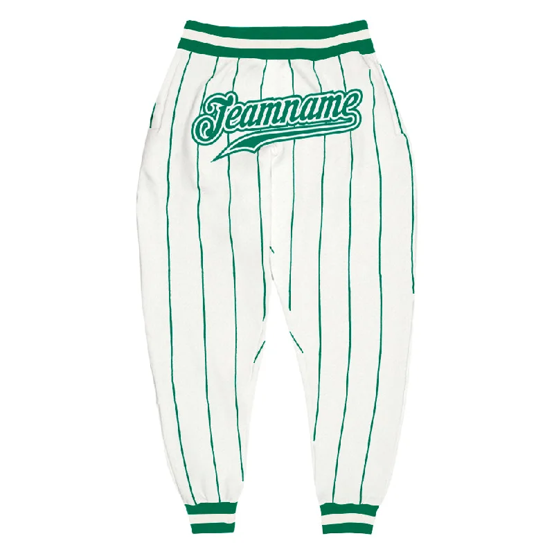 One Size White Kelly Green Pinstripe Kelly Green-White Sports Pants