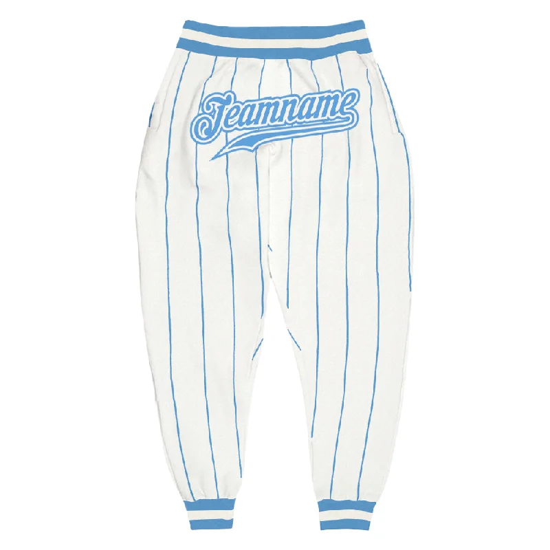 One Size White Light Blue Pinstripe Light Blue-White Sports Pants