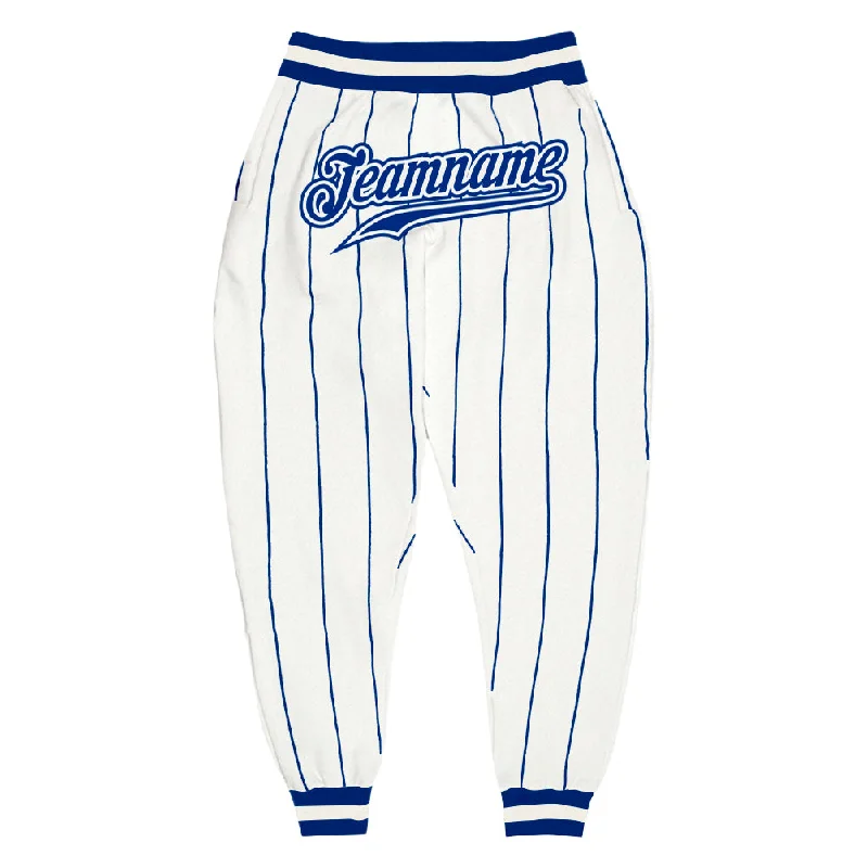 One Size White Royal Pinstripe Royal-White Sports Pants