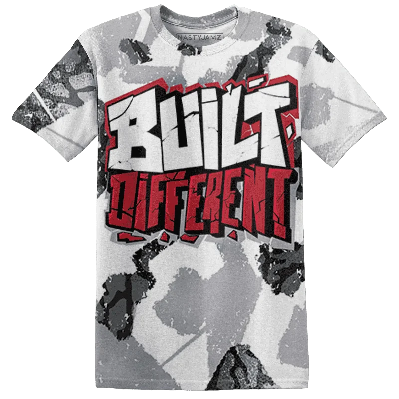 NastyJamz Cement Grey 3s T-Shirt Match Built Different Broken All-Over Print