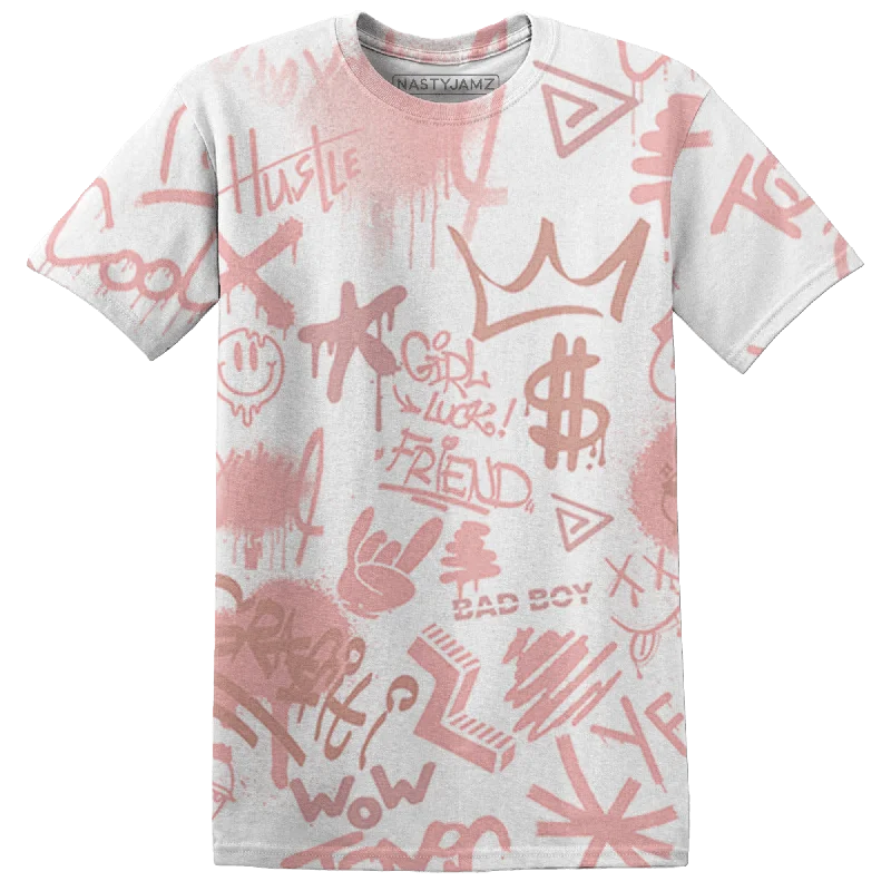 NastyJamz Low Legend Pink 11s T-Shirt Match Graffiti King Doodle Style All-Over Print