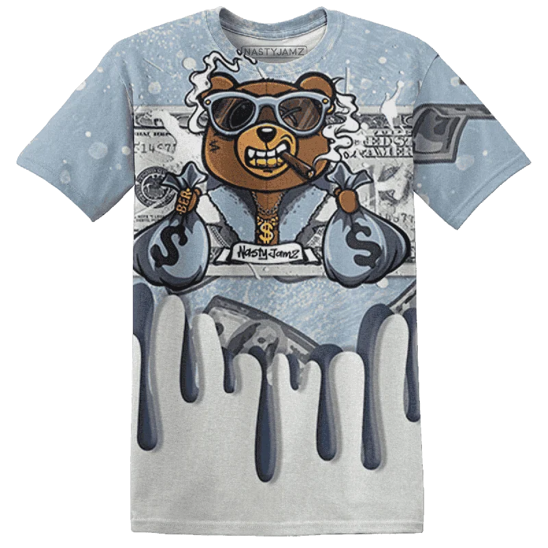 NastyJamz Mid Diffused Blue Grey 1s T-Shirt Match BER Dollar All-Over Print