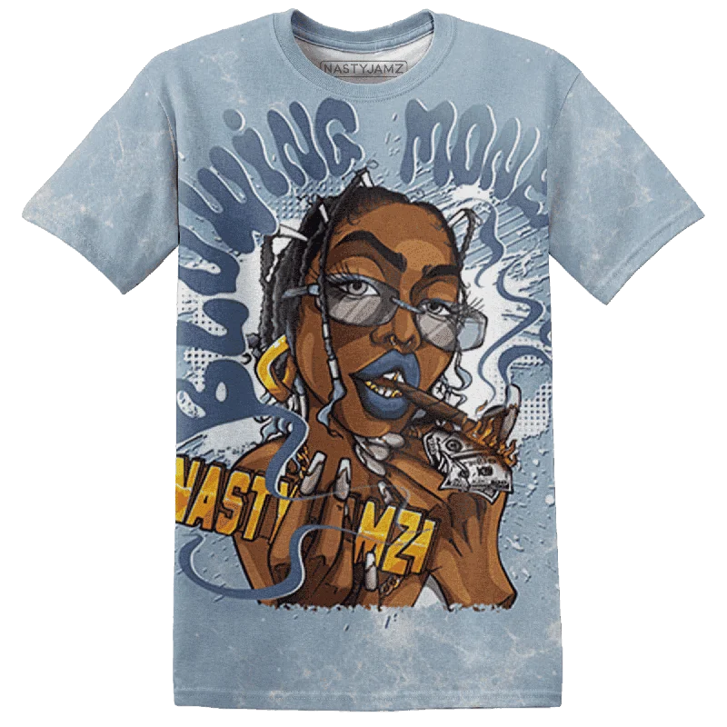 NastyJamz Mid Diffused Blue Grey 1s T-Shirt Match Blowing Money Fast Girl All-Over Print