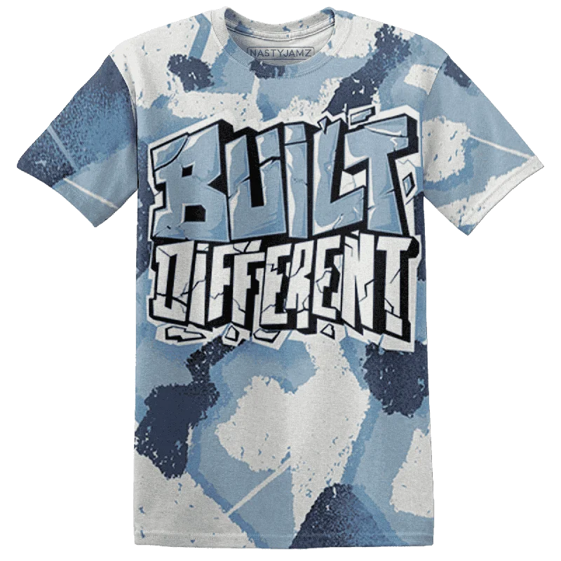 NastyJamz Mid Diffused Blue Grey 1s T-Shirt Match Built Different Broken All-Over Print