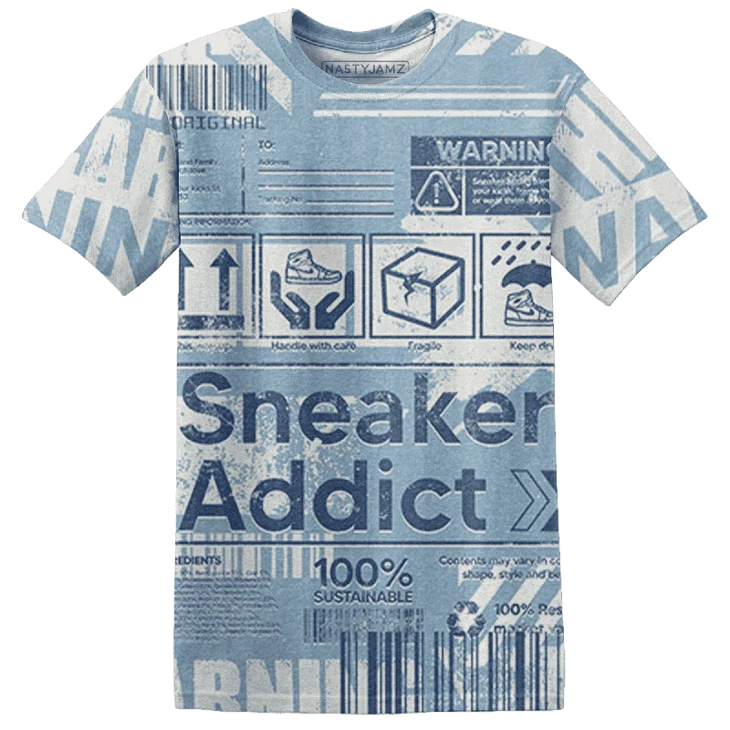 NastyJamz Mid Diffused Blue Grey 1s T-Shirt Match Sneaker Addict Warning All-Over Print