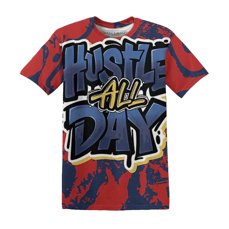 NastyJamz VaporMax Plus Midnight Navy Gold Black T-Shirt Match Hustle All Day All-Over Print