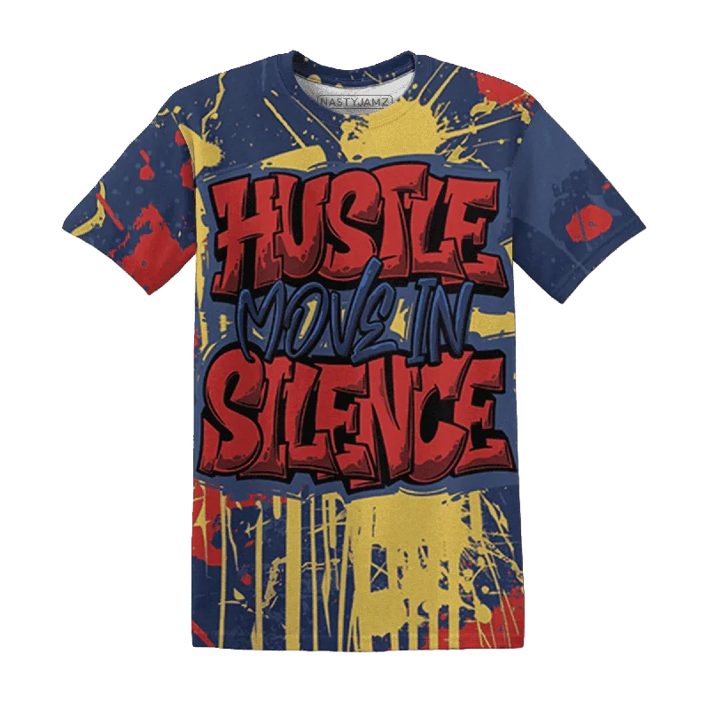 NastyJamz VaporMax Plus Midnight Navy Gold Black T-Shirt Match Hustle Move In Silence All-Over Print