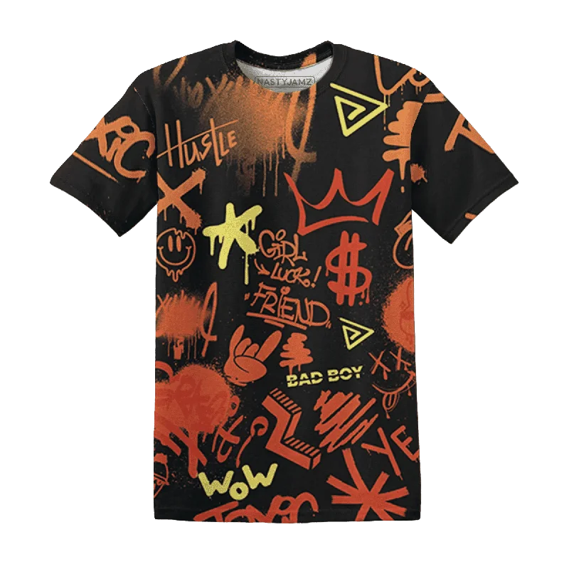 NastyJamz VaporMax Crimson Total Orange Plus T-Shirt Match Graffiti King Doodle Style All-Over Print