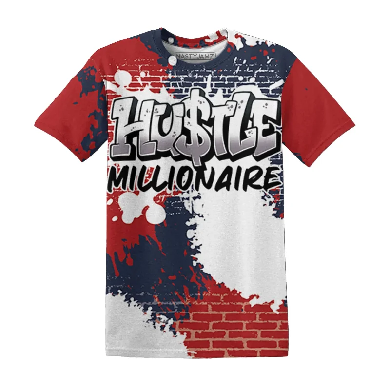 NastyJamz White Navy 6s T-Shirt Match Hustle Millionaire All-Over Print