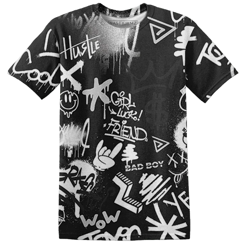 NastyJamz White Thunder 4s T-Shirt Match Graffiti King Doodle Style All-Over Print